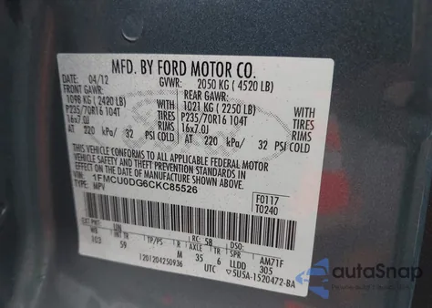 2012 Ford Escape Xlt z USA, uszkodzony, nr VIN 1FMCU0DG6CKC85526